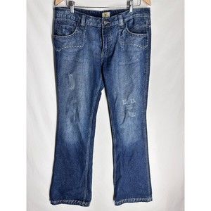 Antik Womens Denim Y2K Mid-Rise Blue Distress Patchwork  Cow Girl Jeans Size 32